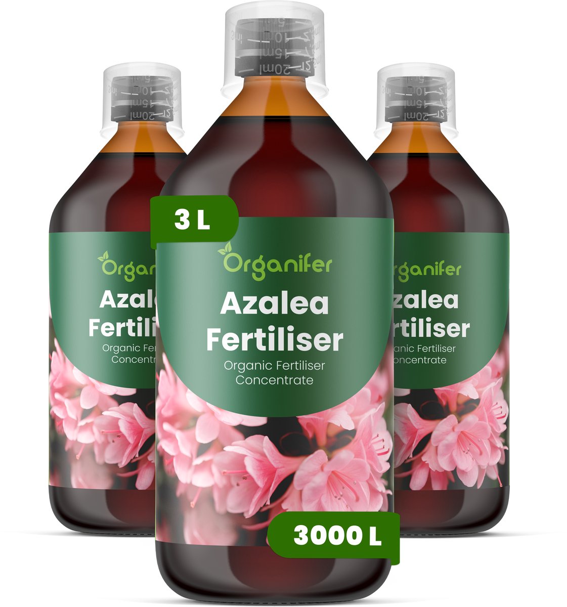 Vloeibare Meststof Voor Azalea 3X1 L Voor 3000 L - Npk 3-4-3 - Rijke Bloei - Levendige Bloemen - Sterk Wortelstelsel - Zure Substraten - Knopvorming - Seizoensbloei - Stressbestendig - Rhododendron - Groenblijvend - Bladverliezend - Organifer