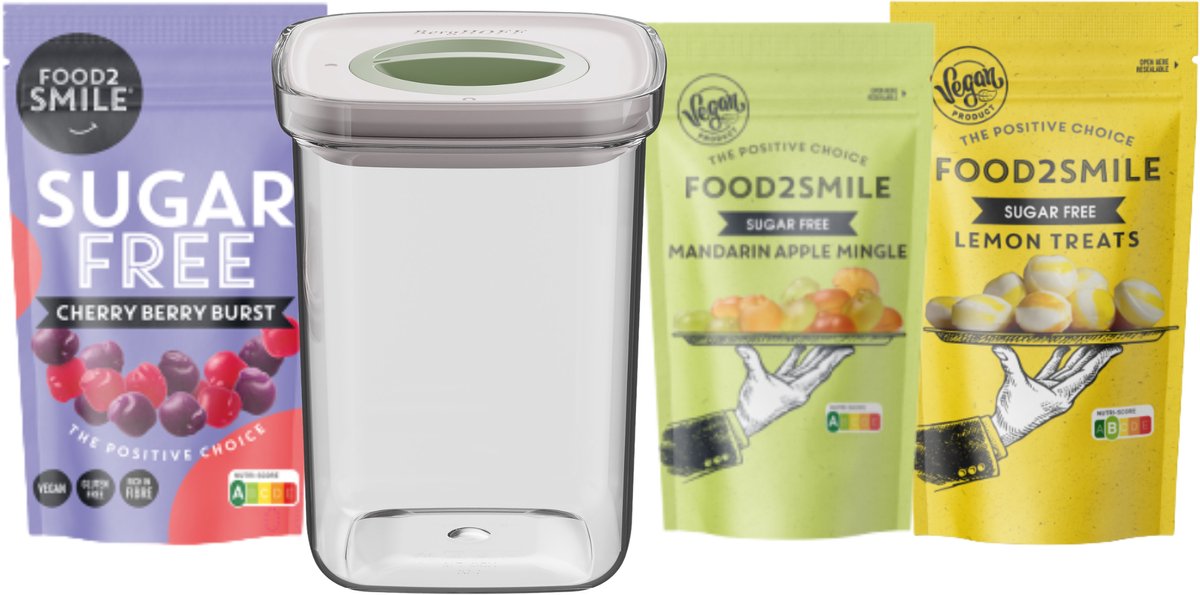 & FRIENDS | Food2Smile + Smart Seal 1L Cherry Berry Burst - Mandarin Apple Mingle - Lemon Treats - Transparant -