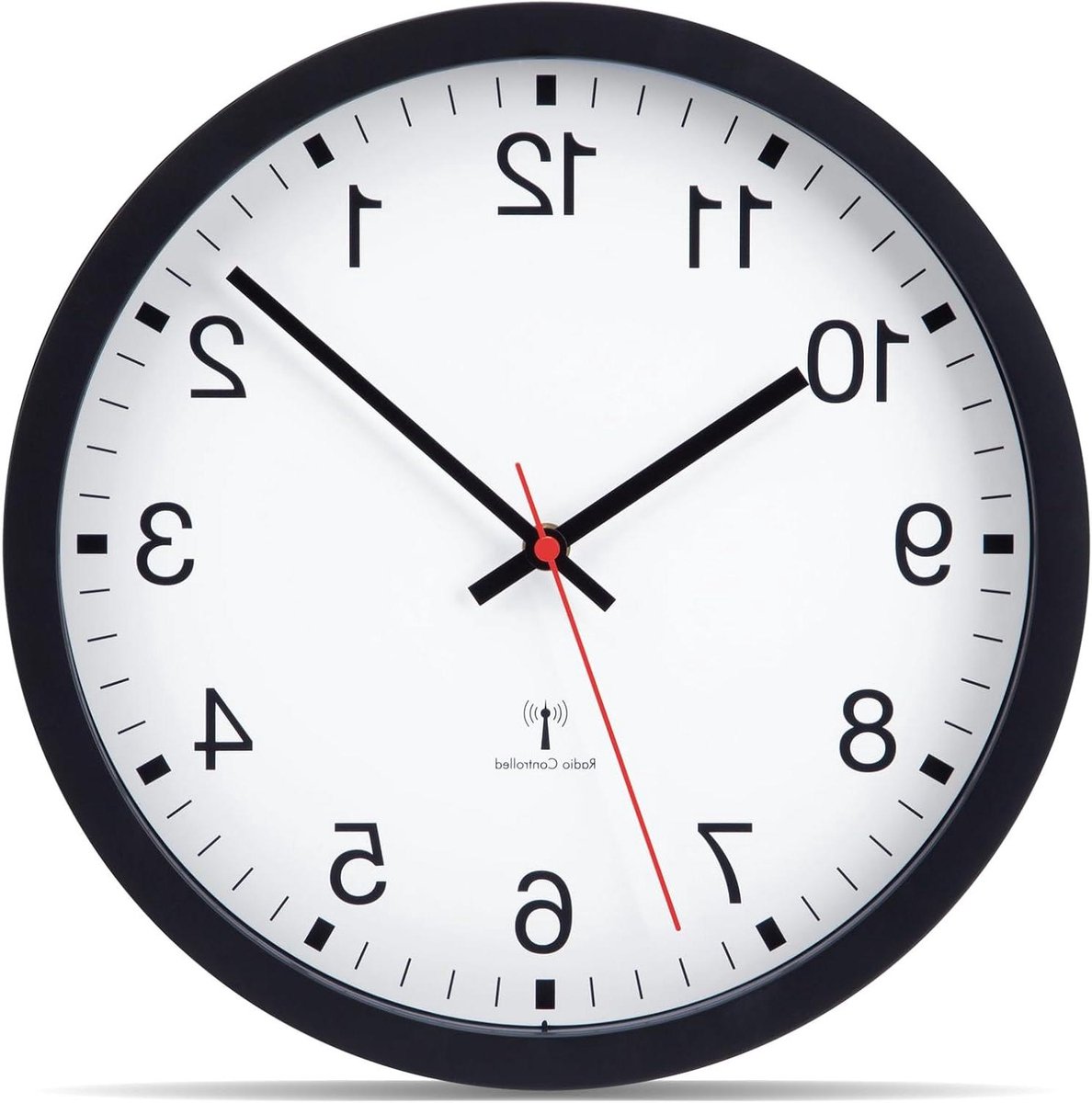 Wandklok - Moderne klok - Tijdweergave - Radio gestuurd - 40 cm - Zwart