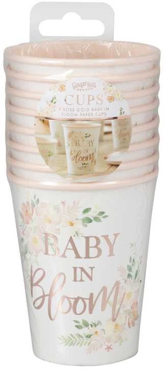 Set 8 kartonnen bekertjes | Floral Baby in Bloom *