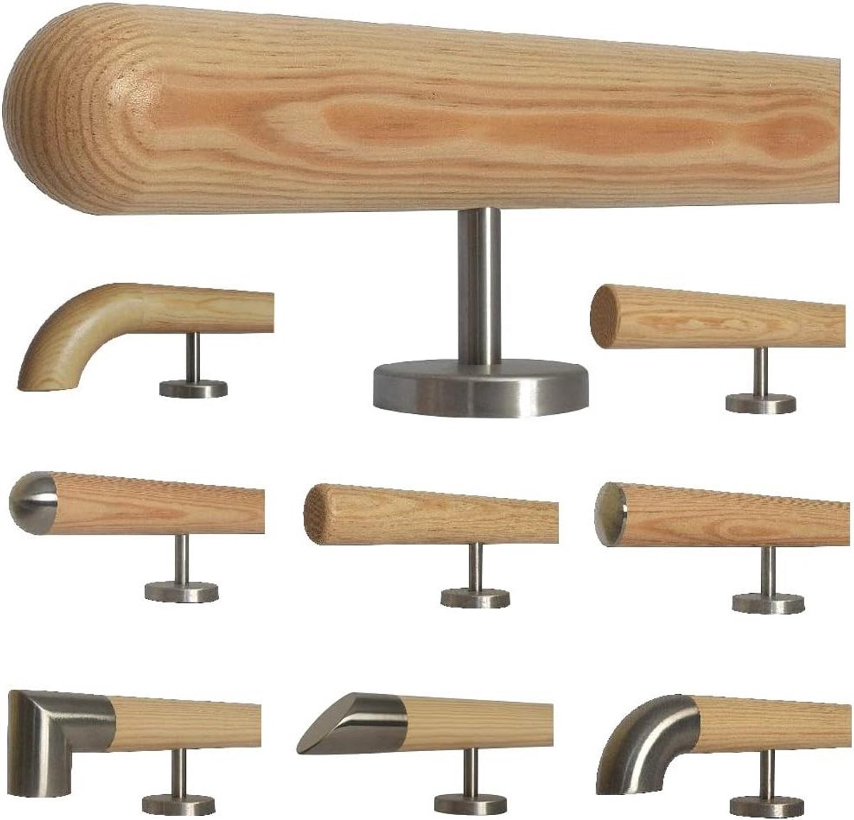 Houten Leuning - Trapleuning Grenen - Veilig Trap Lopen - Halfrond Gefreesd - 40 cm - Natuurlijk Hout