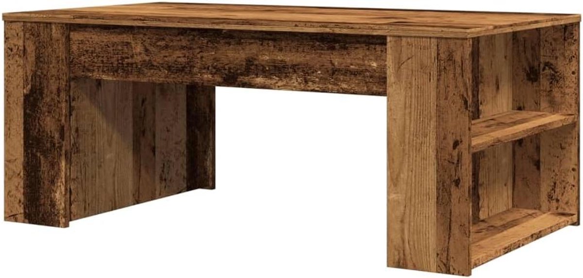 Salontafel - Bijzettafel Woonkamer - Opbergen en Decoreren - Bewerkt Hout - 102x55x42 cm - Oud Hout