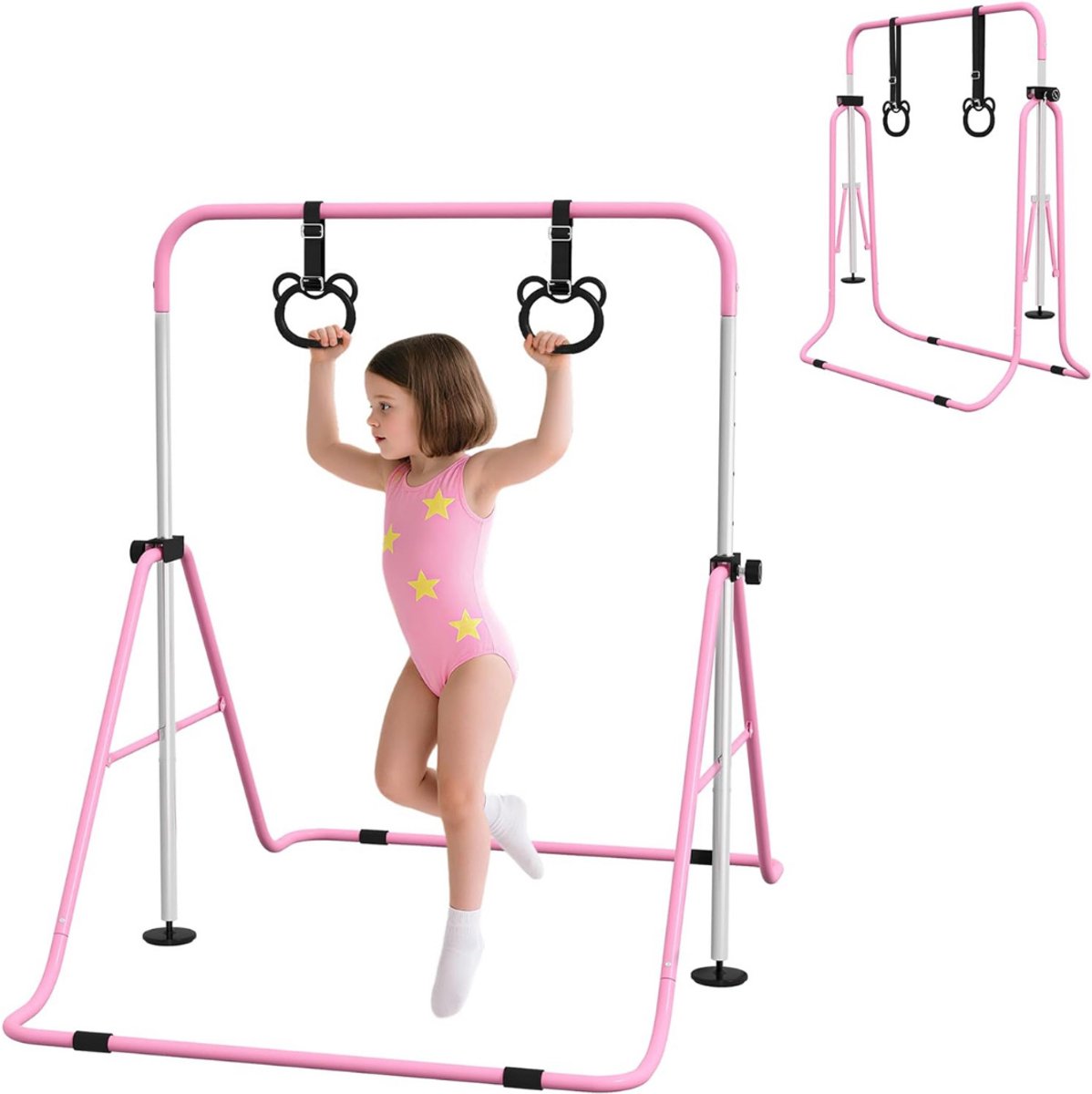 SVN® Duikelrek - Rekstok - Turnrek - 3' tot 5' verstelbare hoogte - antislip - Roze - 148cm x 105cm x 128cm