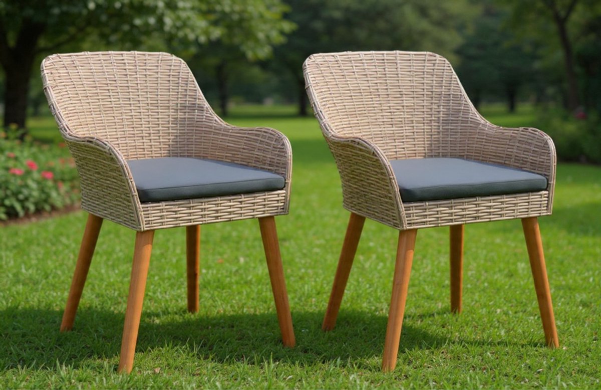 Gartenstuhl 2 pcs Schwarz 62,5 x 55 x 82 cm Poly-Rattan, Gartenmöbel, Moderne Stühle aus Rattan, Coole Sitzgelegenheiten, langlebig für die Terrasse-Mobili Bella