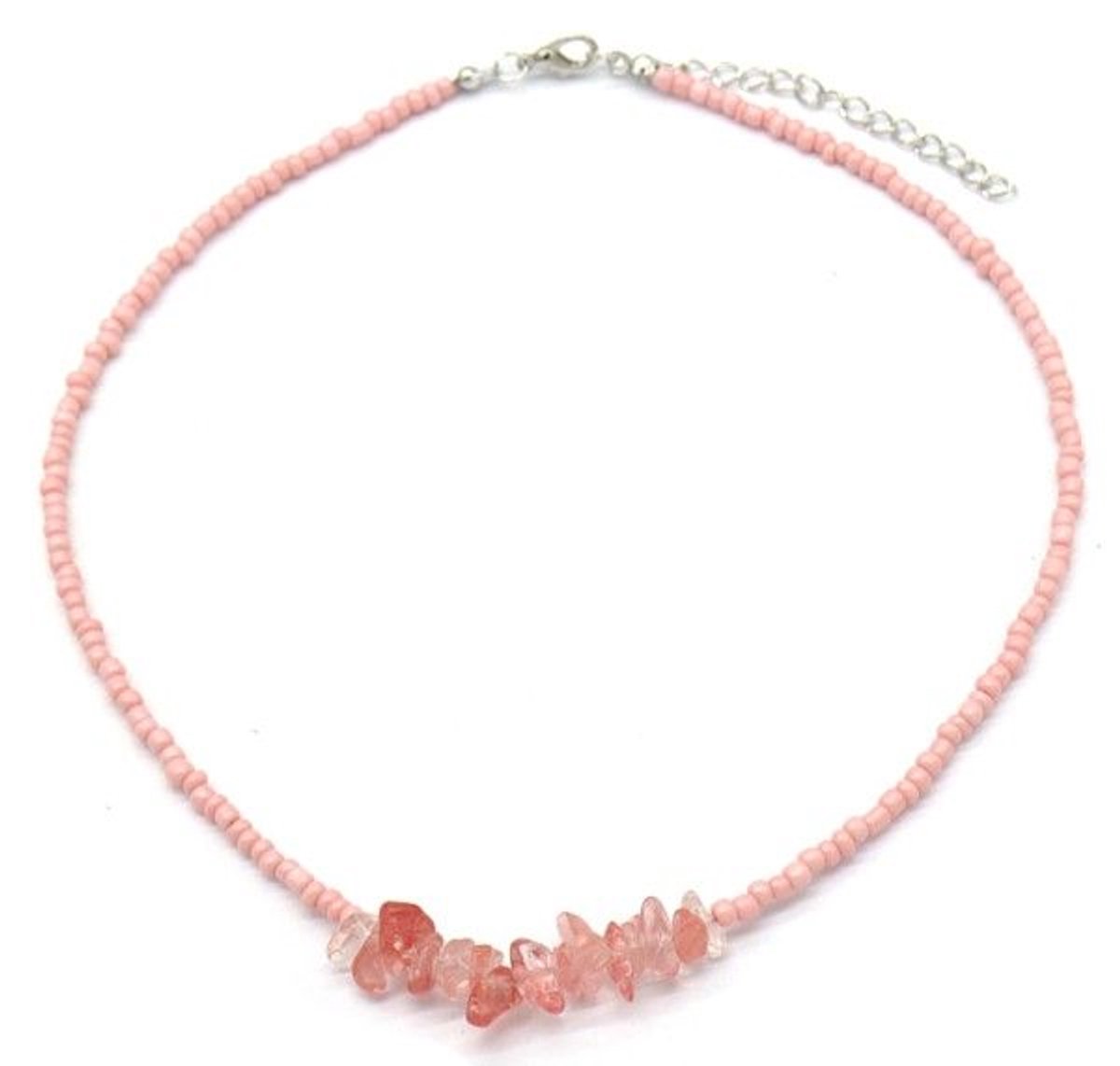 She life style - roze ketting met stenen kralen - Roze