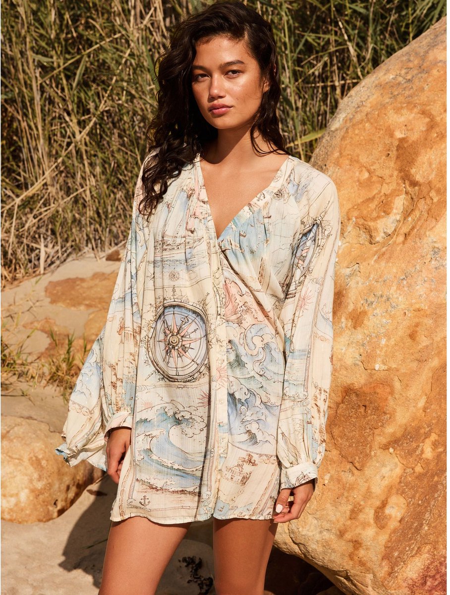 Next - Dames - Ruimvallend strandshirt - Blauw
