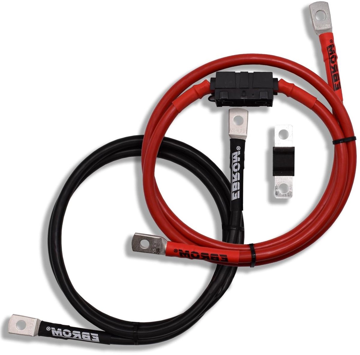Batterijkabel Set - Accukabel Stroomkabel - Energie Verbinding - Met MIDI Zekeringhouder - 10 mm² - Rood Zwart