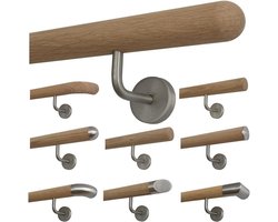 Eiken Leuning - Trapleuning Hout - Veilige Traplift - Onbehandeld Eikenhout - 150 cm - Niet van toepassing
