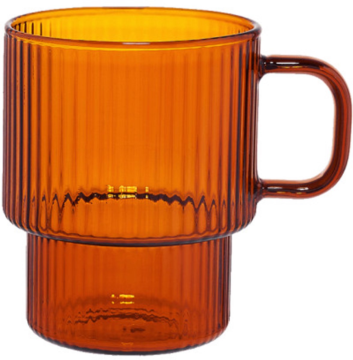Gegroefd latte glas met oor CHiATO, 260 ml – Bruin