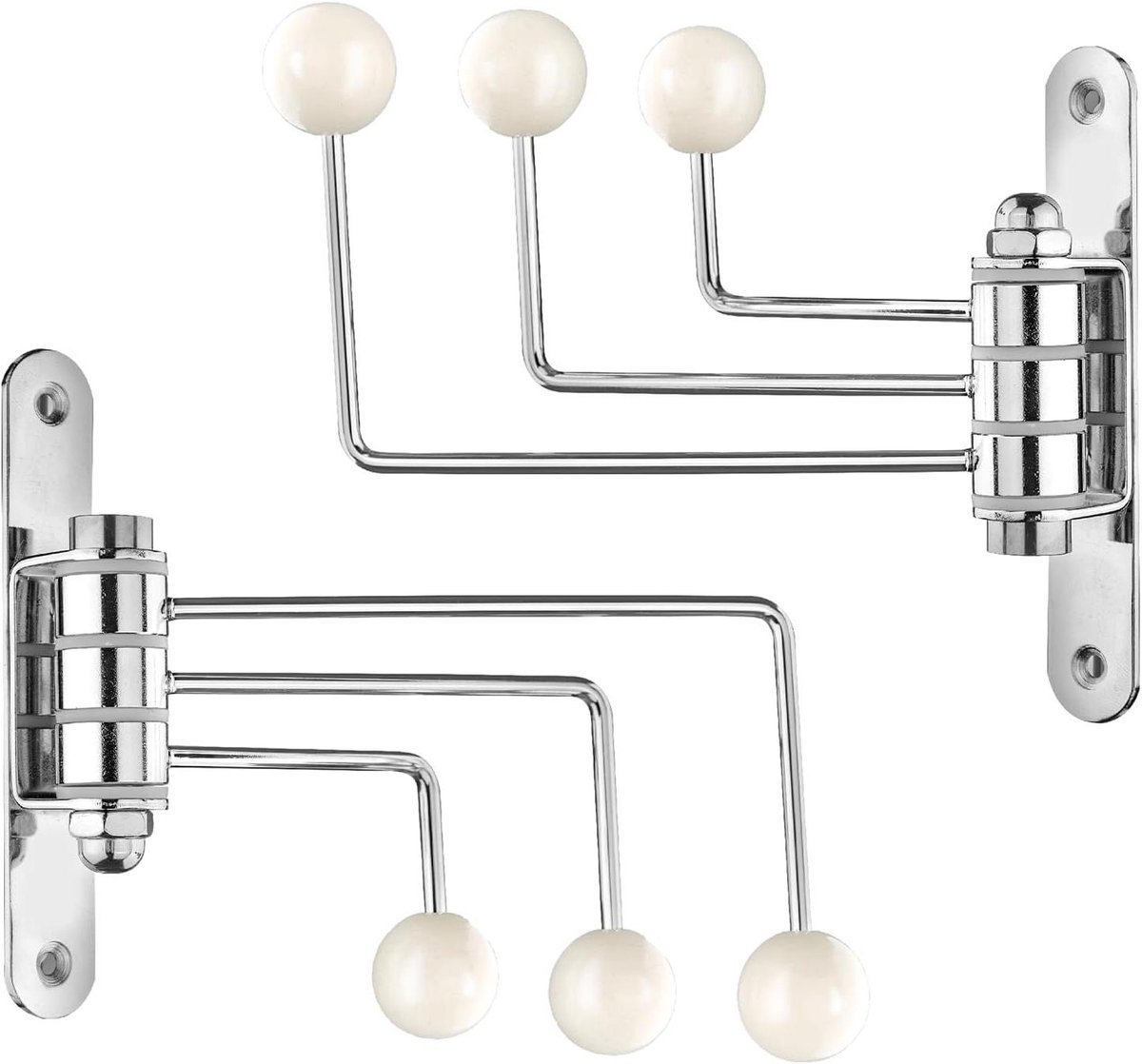 Decoratieve Kapstokhaken - Wandhaken Jassen - Huis Ordenen - Draaibare Haken - 3 Haken - Wit