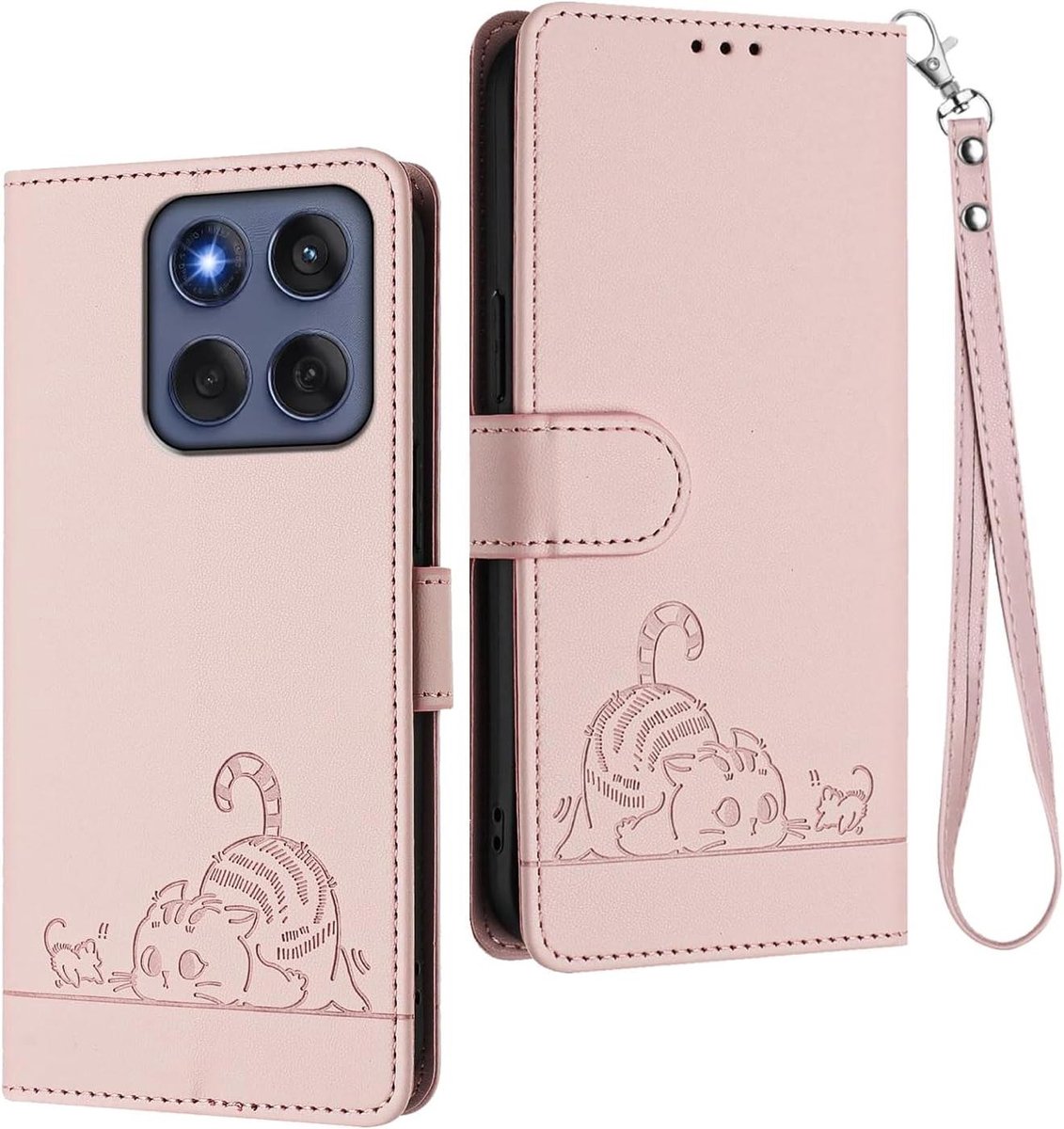 Telefoonhoesje Motorola - Hoesje met Kaarthouders - Bescherming en Organisatie - RFID Blokkerende Technologie - Niet gespecificeerd - Roségoud