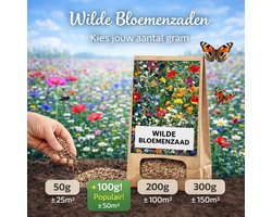 KH Bloembollen® Wilde Bloemenzaad Mix – 50g | ±30–50 m² | Zaden voor Bijen, Vlinders & Biodiversiteit | Inheemse Bloemen | Bloemenzaadjes voor Tuin & Weide | Ecologisch & Duurzaam Bijenmengsel