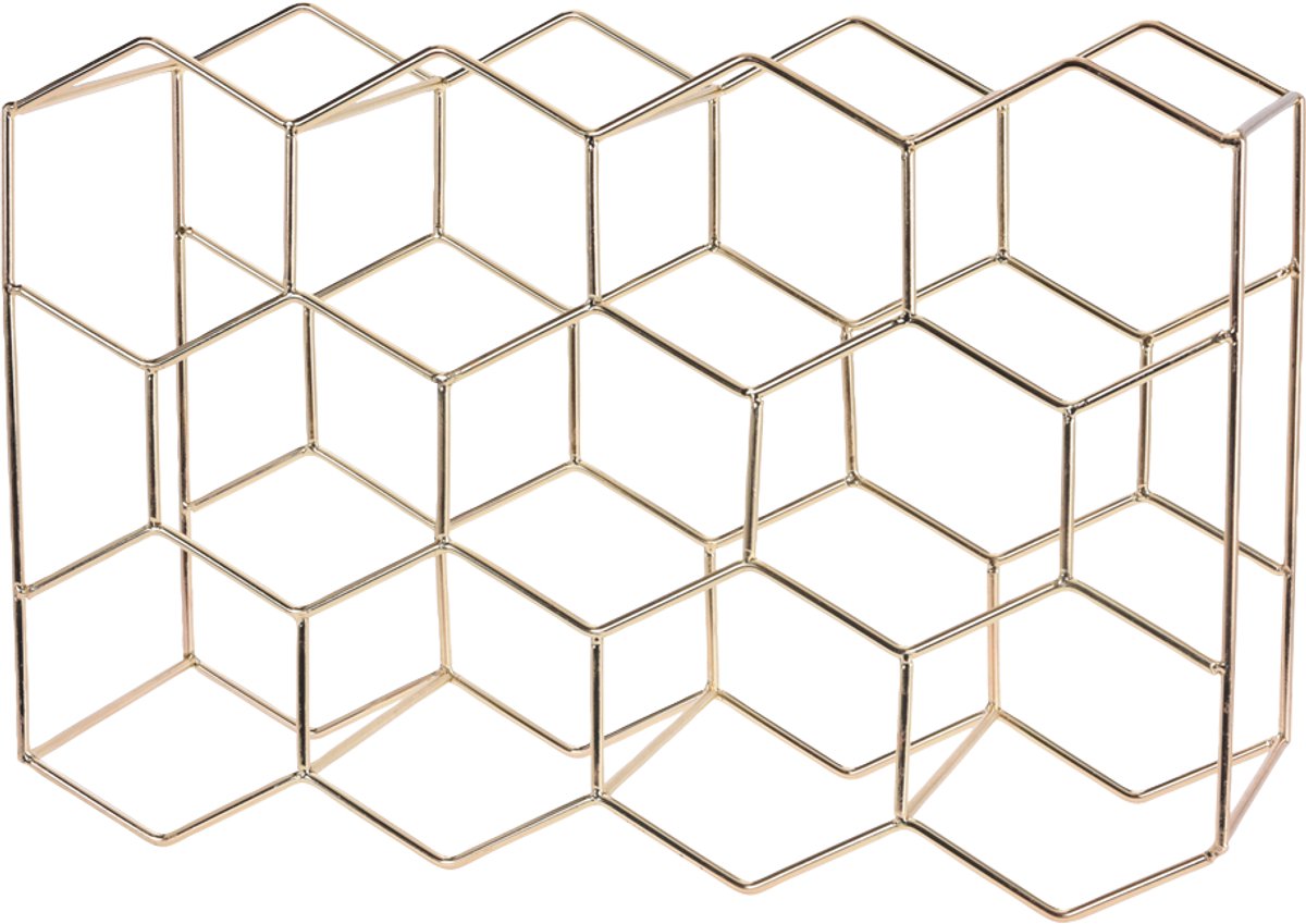 Wijnrek 44,5 x 15 x 29,5 cm - Geschikt voor 11 flessen - Goud Metaal