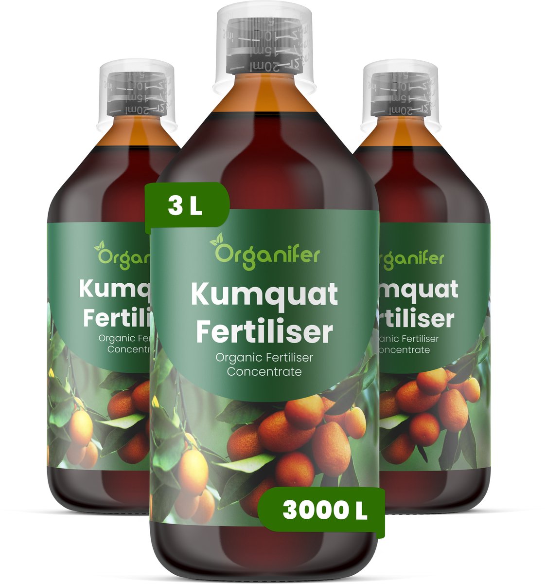 Vloeibare Meststof Voor Kumquat 3X1 L Voor 3000 L - Npk 2-1-8 - Krachtige Bloei - Vruchtvorming - Nutriëntenopname - Wortelvitaliteit - Vruchtzoetheid - Kleurintensiteit - Groenblijvend Blad - Vertakking - Droogtestress - Kuipcitrus - Organifer