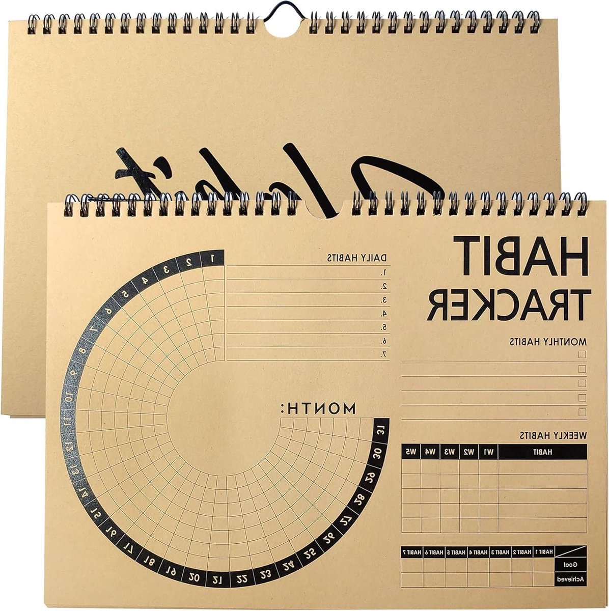 Gewoonte Tracker - Doelen Planner - Voortgang Bijhouden - Ongedateerd 14 Maanden - 85 x 118 Inch - Kraft