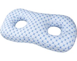 Oorkussen met 2 Gaten – Oorpiercing Kussen, Zijslaper Kussen voor Oorbellen, Ademend en Comfortabel Slaapkussen voor Pijnvrij Slapen - Blauw