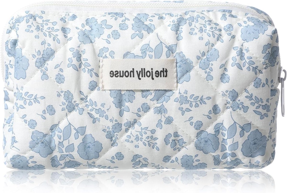 Reis Make-up Tas met Bloemenpatroon, Esthetische Gevoerde Cosmetica Tas, Ideaal voor Toilettas en Accessoires voor Meisjes