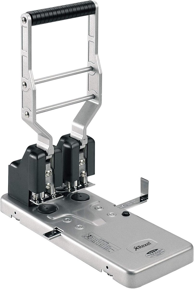 Grote perforator - Papier ponser - Grote volumes verwerken - Robuuste metalen constructie - 150 vellen capaciteit - Zilver zwart