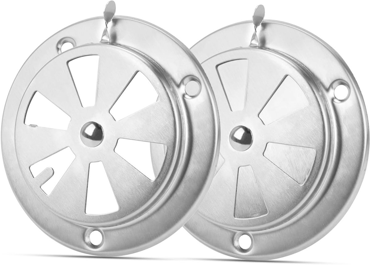 Set van 2 RVS Ventilatiestangen met Diameter van 95 mm voor Lockable Ventilatiegrille, Ideaal voor Gasovens, Barbecue en Hondenhokken