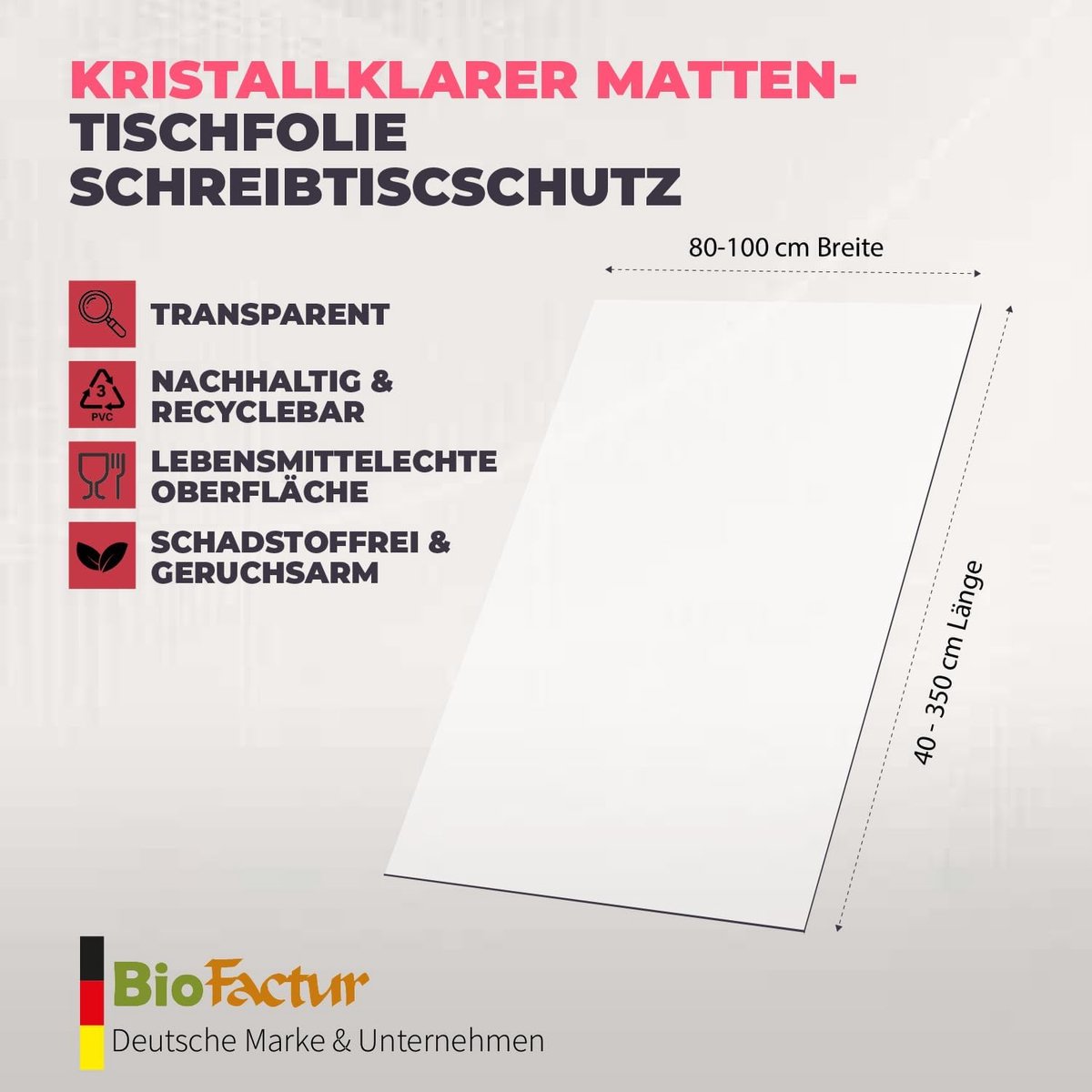 Tafelbeschermer - Bureau mat - Tafel beschermen - Op maat gesneden - 100x160 cm - Transparant
