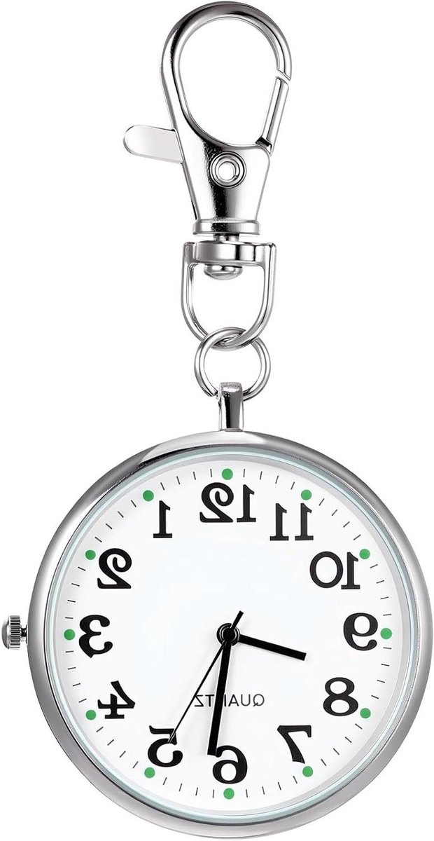 Verpleegstershorloge - Zakhorloge Clip - Nauwkeurig Tijdmeting - Lichtgewicht Ontwerp - 8 x 4.3 cm - Zilverkleurig