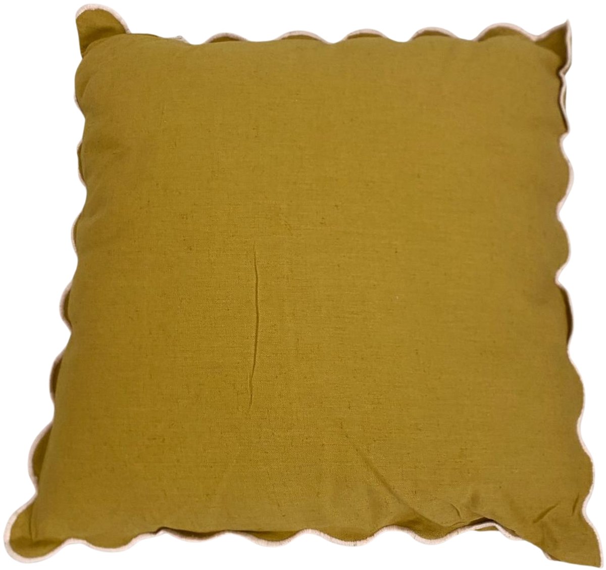 Mica Sierkussen Ochre met Geschulpte Rand 45x45x10 cm – Decoratief Kussen – Zacht & Comfortabel