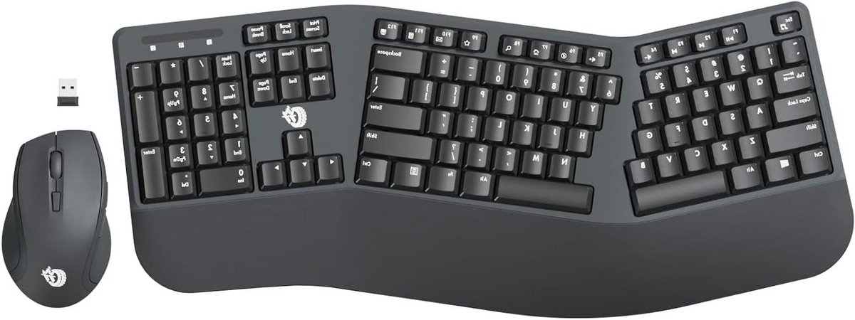 Draadloos Toetsenbord Muis Set - Ergonomische Combo - Productief Werken - Stabiele 2.4GHz Verbinding - 104 Toetsen - Zwart