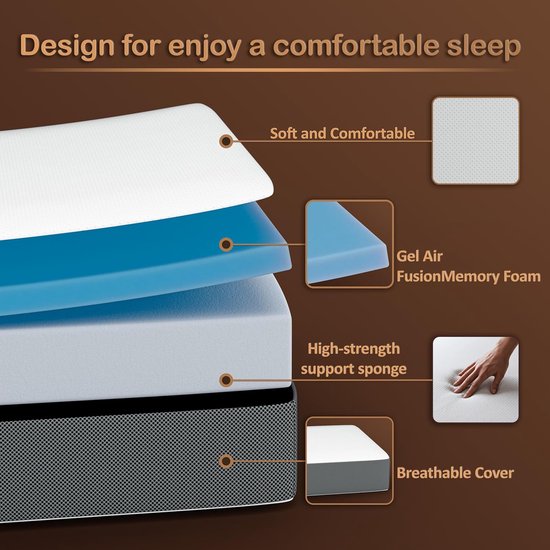 Opvouwbaar Matras - Drielaags Schuim - Tijdelijke Slaapplaats - Geïntegreerde Gel - 75 x 31 inch - Beige van Merkloos — afbeelding 3