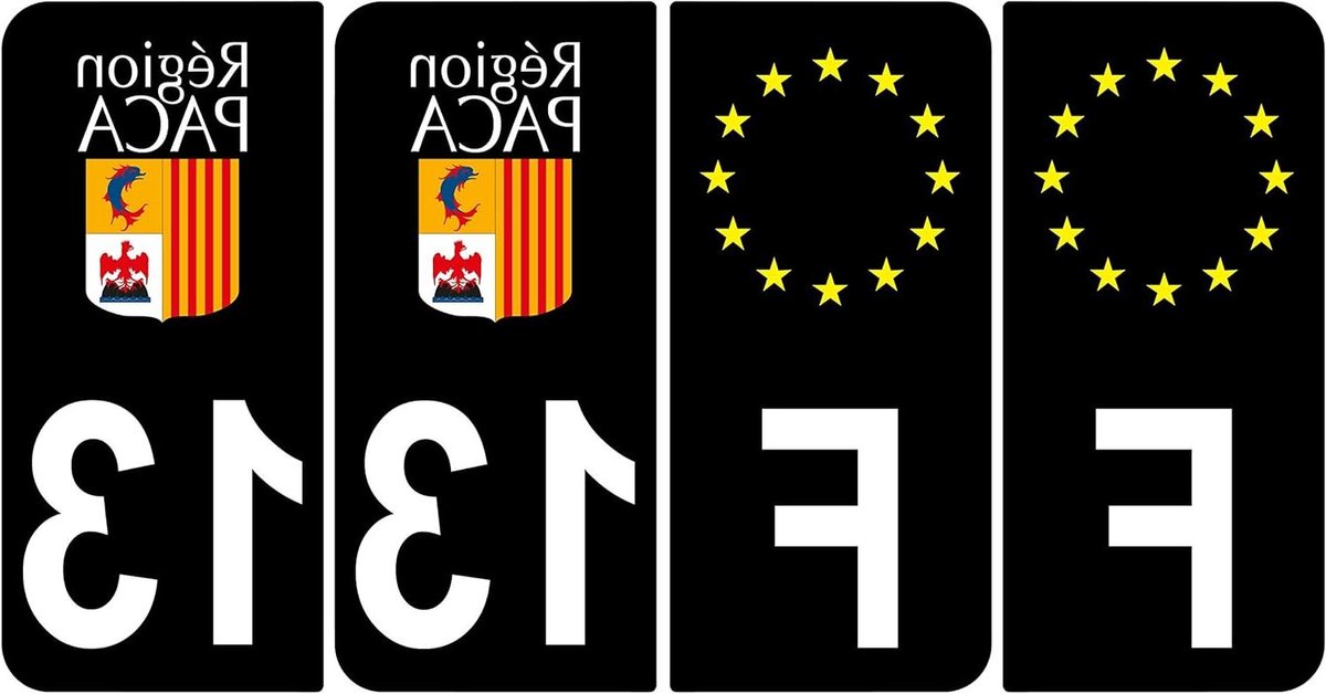 Nummerplaat Stickers - Auto Stickers - Voertuig Personaliseren - Frans Product - 4 Stuks - Zwart
