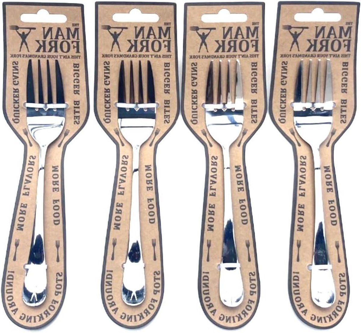 Vorken Set - Eetgerei Set - Grotere Hapjes - 40% Meer Voedsel - 4 Stuks - Zilver