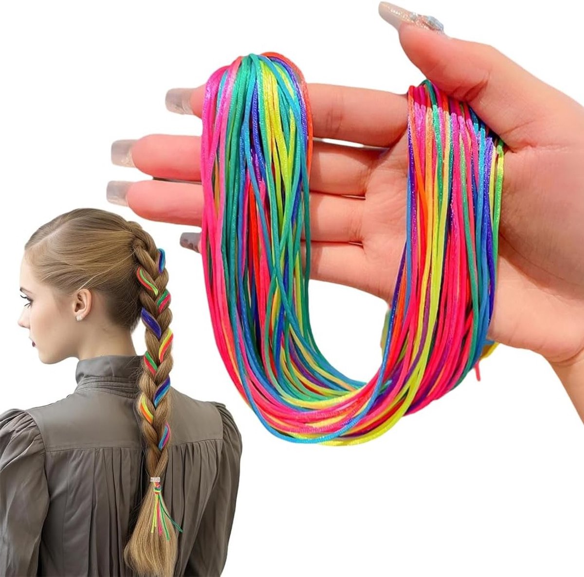 Kleurrijke Haarvlechten en Ponytail Accessoires - 60 Stuks DIY Haarbanden voor Vrouwen en Meisjes met Regenboog Ontwerpen en Gradient Kleuren