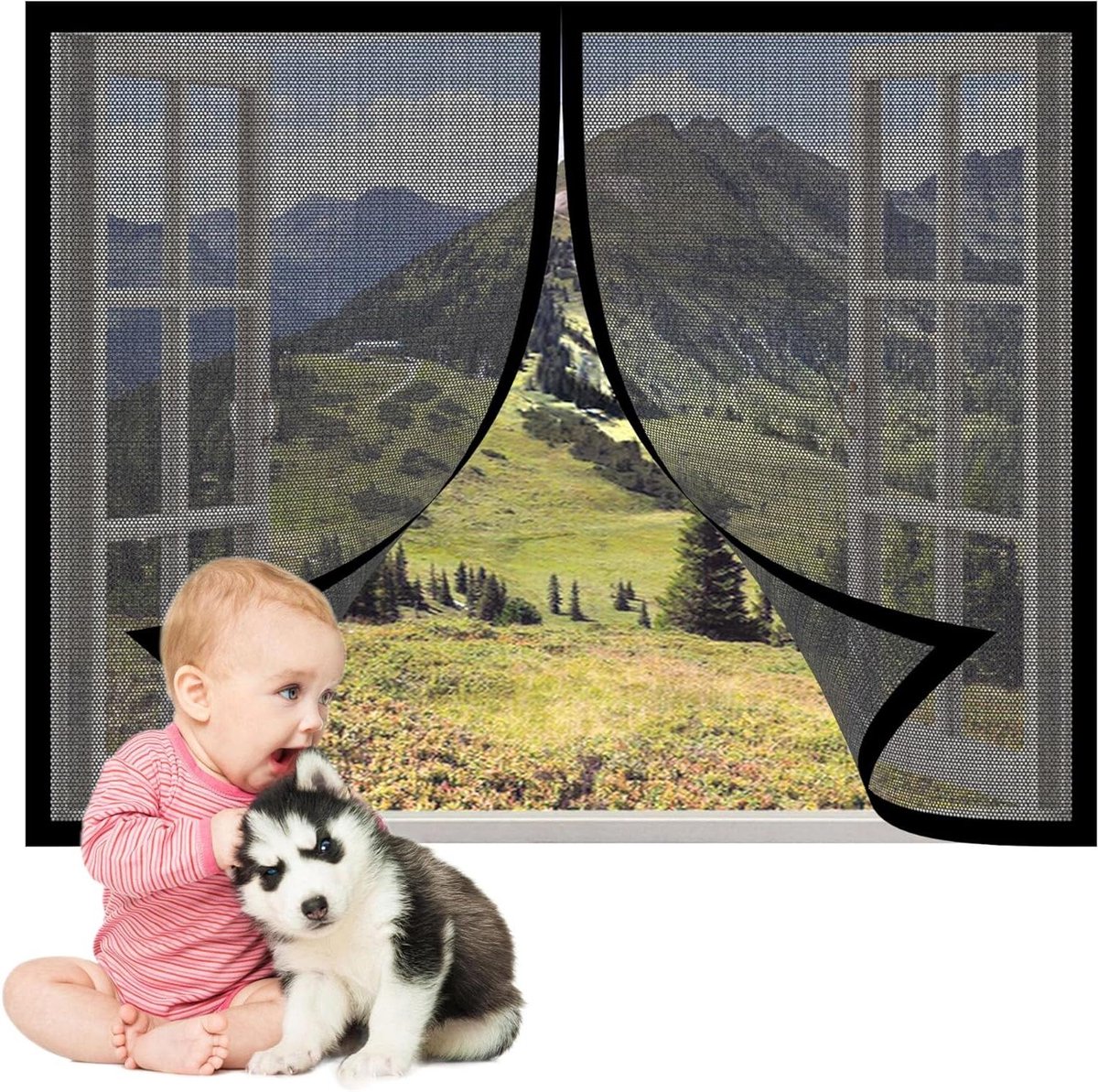 Magnetisch Hor - Insectenwering Raam - Frisse Lucht - Zonder Boren - 100x160 cm - Zwart
