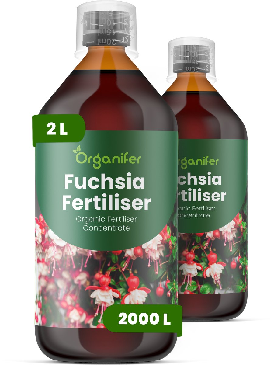Vloeibare Meststof Voor Fuchsia 2X1 L Voor 2000 L - Npk 2-1-8 - Uitbundige Bloei - Verbetert Bloemgrootte - Kleurintensiteit - Sterke Bloemblaadjes - Versterkt Wortelactiviteit - Vochtregulatie - Doorbloei - Organifer