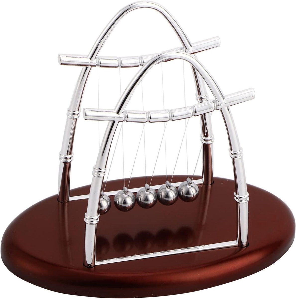 Balansballen voor Fysica en Wetenschap, Decoratieve Kantooraccessoires en Speelgoed voor Studenten en Volwassenen met Burgondische Rode Basis 18 x 11 x 14 cm