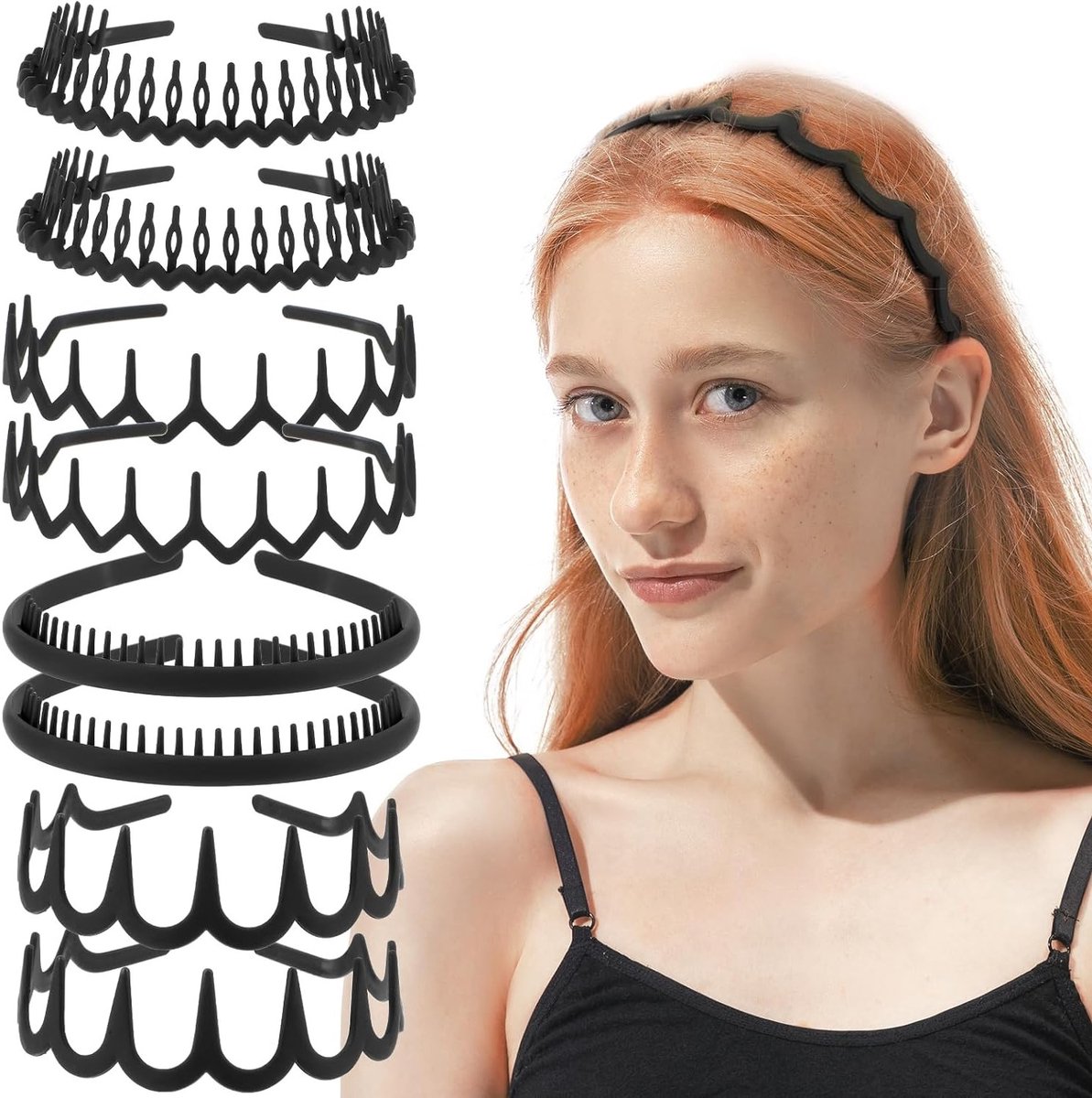 8-delige set antislip haarbanden met tanden voor comfortabel stylen van dun haar, perfect voor sport en dagelijkse accessoires voor vrouwen, mannen en tieners
