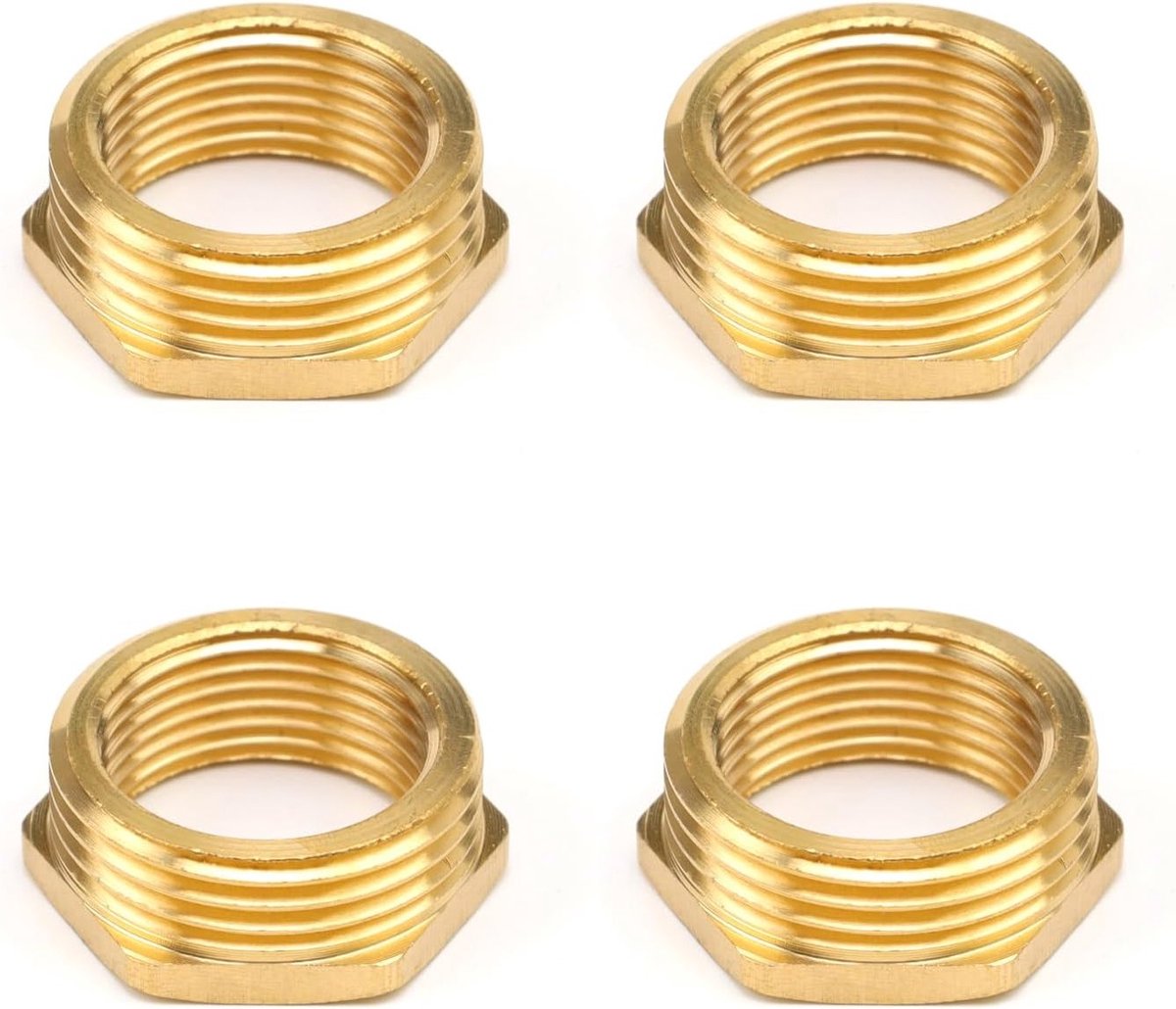 4-delige Messing Reducer met Mannelijke Draad, Verbindingsfitting 1 inch naar 3/4 inch, Geschikt voor Buizen en Slangen, Duurzaam en Corrosiebestendig