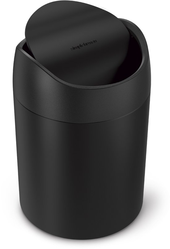 Simplehuman Tafelafvalbakje van 1,5 Liter - Mat Zwart Roestvrij Staal