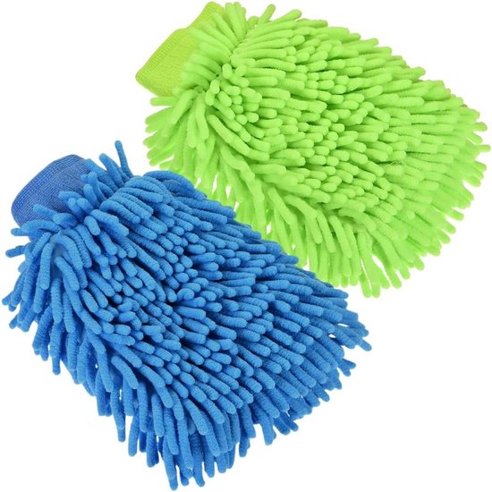 Set van 2 Luxe Microvezel Auto Schoonmaak Handschoenen en Doeken - Perfect voor Auto Wassen en Interieur Reiniging, 23 x 14 cm