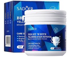 SADOER Tanden Bleek Poeder | Actieve Kool Mint | Whitening Powder | Witte Tanden | Tandpoeder | Anti Vlekken | Plaque Verwijdering | Diepe Reiniging | Frisse Adem | Tandpasta Alternatief | Glazuur Veilig | Mondverzorging | 50g