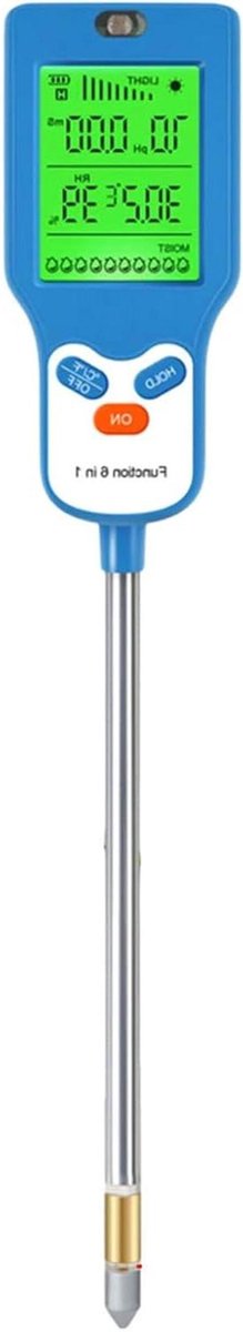 Bodemtester 6-in-1 - Gereedschap Tuin - Planten Groei Optimaliseren - Weerbestendig ABS Materiaal - 298x53x28mm - Blauw