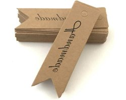 MoonyLI 100 Stks DIY Craft Project Gift Label Bladwijzers Product Sieraden Kleding Tags Kraft Papier Karton Label Karton Dank Tags (72mm)