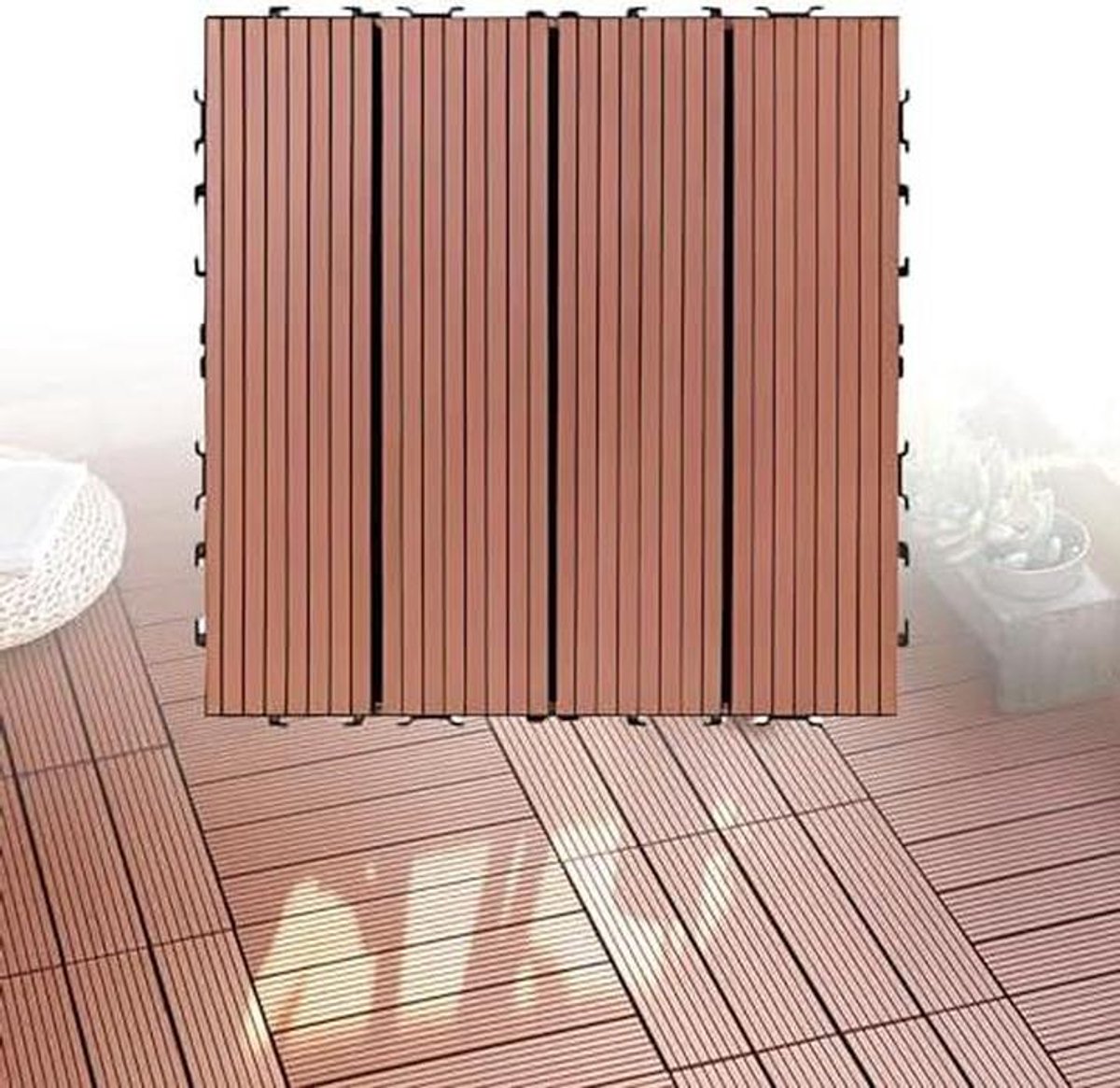 WPC Terrastegels - Houten vloer - Buitenruimte verfraaien - Eenvoudige klikinstallatie - Waterproof - Natuurlijk