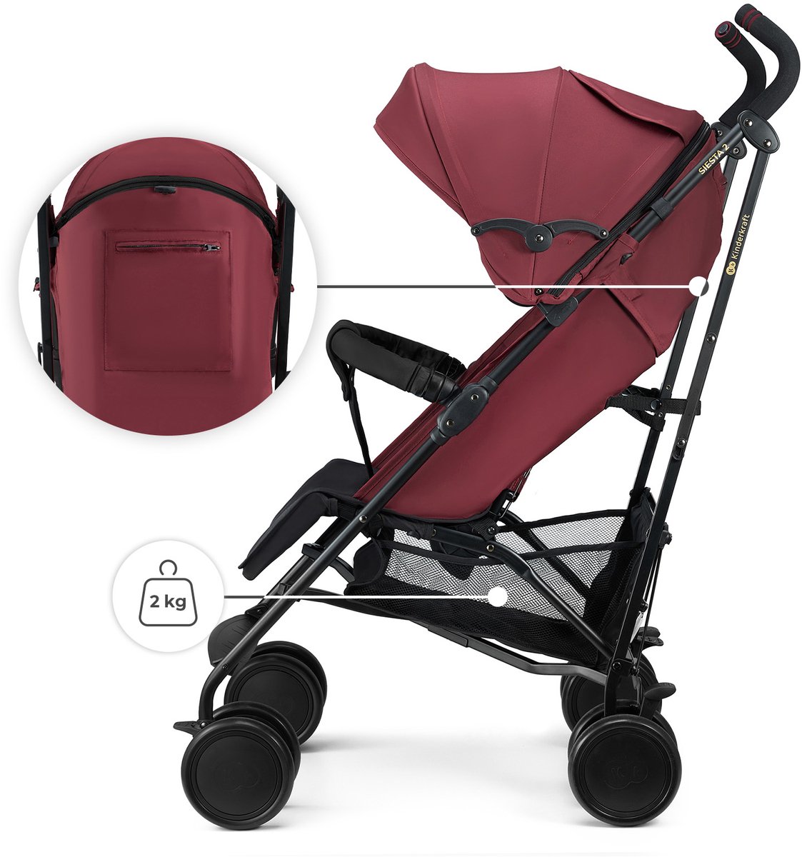 Kinderkraft SIESTA 2 - lichte inklapbare buggy, 7,9 kg thumbnail 7