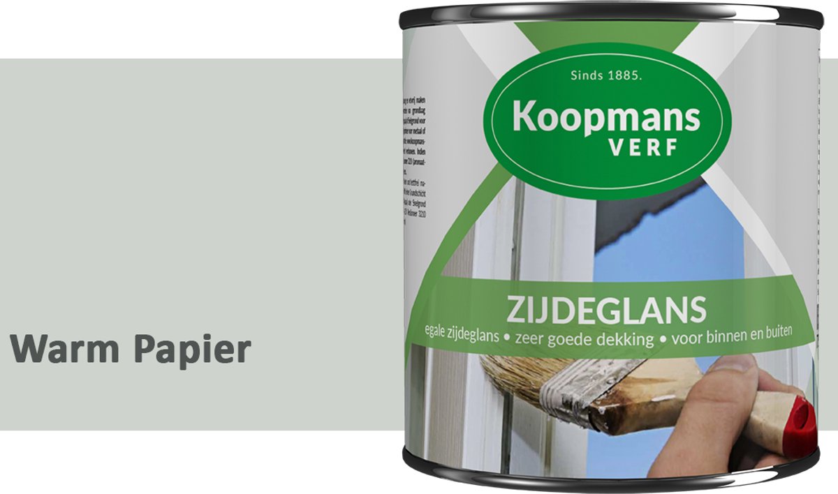 Koopmans Zijdeglans Lakverf – Binnen & Buiten – Kras- en Stootvast – Hoge Dekkracht – Voor Hout, Deuren en Kozijnen – Warm Papier – 375 ml