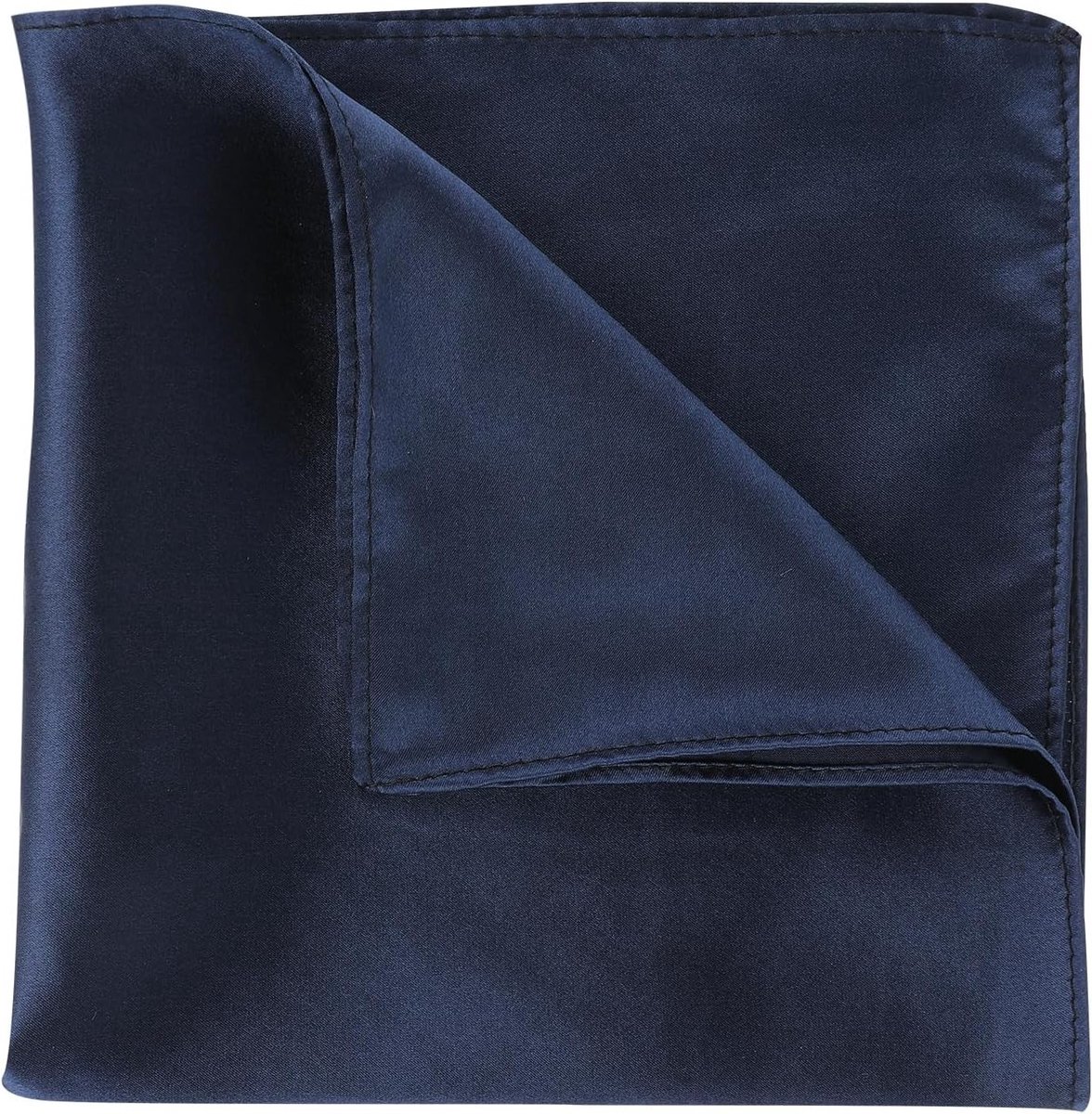 Stijlvolle Zijden Zakdoeken voor Mannen in Effen Kleur, Navy, Perfect voor Feestelijke Gelegenheden en Formele Outfits
