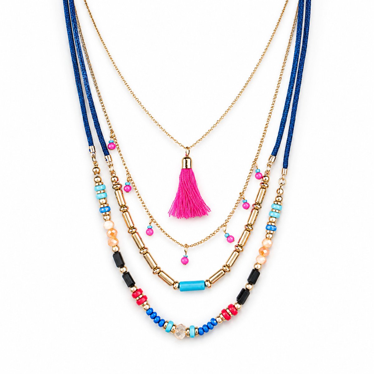 Engravia by Derya – 4 Laags Dames Ketting – Kralen, Muntjes & Schelpen – Boho Chic Multicolor Statement Ketting – Cadeau voor Haar