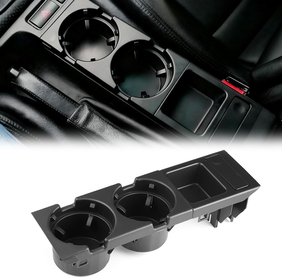 JeiibrZui Bmw accessories E46 Serie - Middelconsole Bekerhouder - 1 Stuk Met Muntvak - Zwart - Compatibel Met BMW 3er E46 316i 320i 330i M3 1998-2007