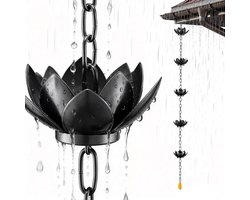JeiibrZui Regenkette Zwart - 1.2M Regenafvoer Keten Met Lelie Design - Duurzame Aluminium Tuin Decoratie Voor Dakgoot Waterbeheer