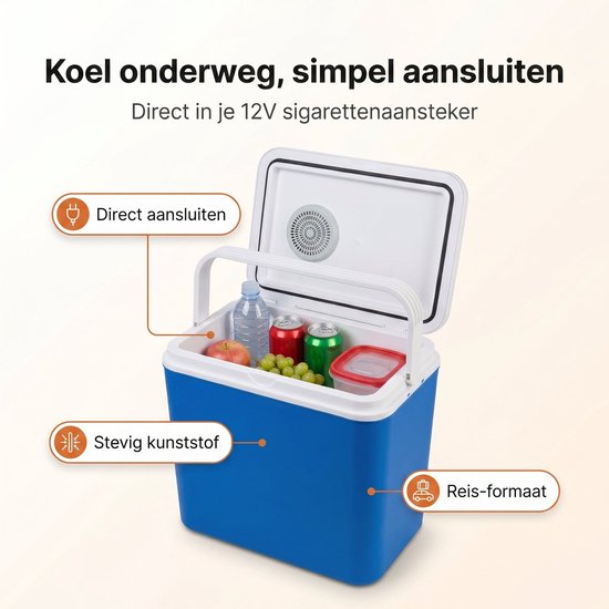 Lomera Elektrische Koelbox - Auto Koelbox - Draagbare Koelbox - Thermo-elektrische Koelbox - Auto Koelkast - Camping Koelbox - Koelbox Elektrisch - Coolbox voor Reizen en Kamperen - Koelen en Warmhouden - Autokoelbox - Frigobox van Lomera — afbeelding 2