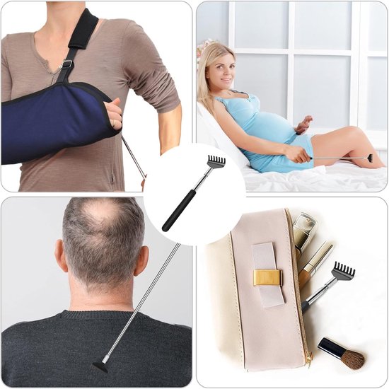 Rugkrabber met geschenktas, draagbaar metaal, roestvrij staal, telescopisch massagegereedschap, cadeau/kousenvulling voor mannen en vrouwen — afbeelding 5